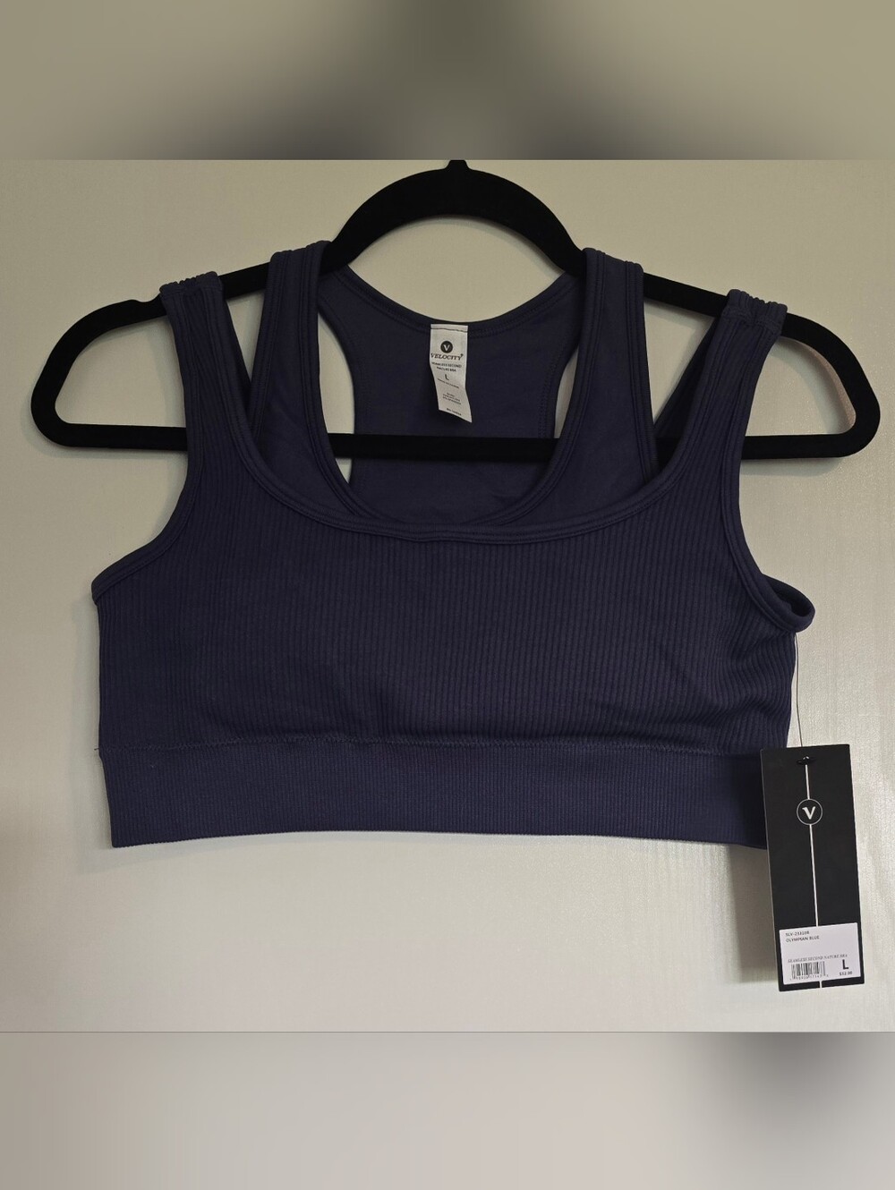 Velocity Seamless Second Nature Bra L NWT Olympian Blue Ribbed